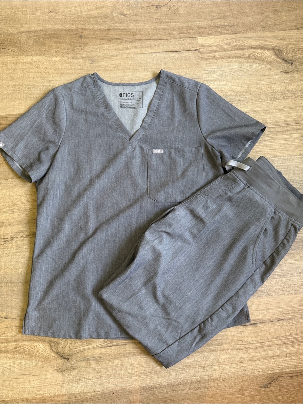 Figs Women Catarina Scrub Top and Zamora Jogger High Waisted Pants Set Graphite